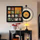 Bailian Restaurant Dekorative Malerei LED -Leuchten im mittleren Stil mit Uhren und Uhren Mural Retro Esstisch Hintergrund Wandhängemalerei K12806 +PB57 H50*50 cm Malerei +50*50 cm Wanduhr mit Pendel [Pendel [