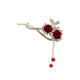 Shiyoushang red flower tassel hairpin wedding celebration mother-in-law tiara elegant cheongsam bun hair clip mother style cherry tassel