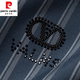 皮尔卡丹（pierre cardin）长袖衬衫男条纹桑蚕丝新款春秋中年商务休闲大码免烫衬衣T恤上衣 9928黑色【长】 L 170建议120-135斤