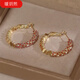 Jinshitong Old Phoenix Gold Store gebrochen silberte rote Diamant -Spleißkreis Ohrringe sinnliche Ohrringe 2024 Neues einzigartiges Temperament gebrochene silberne Ohrringe