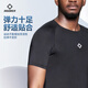 Short-sleeved compressed clothes for men's quick-drying high-elastic fitness clothes for summer training sports running T-shirt short-sleeved base tights Z123210348/pure black [reflective logo] XL (180)
