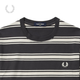 Fred Perry Herren Casual T-Shirt 2025 Sommer neu gestreifte Bildschirme Weizenohr Kurzarm Trend M9851 CCX/Dunkelgrau L.