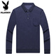 Playboy Langarmed T-Shirt Herren Revers Mercerated Baumwollpolo Hemd Frühling und Herbst mit mittlerem Alter Basis Bodpad Dad Top 681 Red S 165