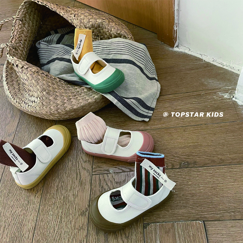 TOPSTAR children's canvas shoes girls boys kindergarten indoor shoes small white shoes baby children's shoes soft sole shoes pink 24