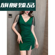南啵丸夜总会连衣裙女深V礼服足疗足浴技师工作服性感包臀夜场上班衣服 3897黑色 S 建议8095斤