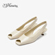 73Hours Xiaotao same style women's shoes Nathan Road 2025 spring new fish mouth sandals women's French low-heeled shoes off-white Xiaotao/Han Anna same style 33