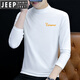 JEEP SPIRIT pure cotton half turtleneck base shirt men's long-sleeved T-shirt solid color middle collar spring and autumn new men's T-shirt outer top 6187 charcoal gray XL [Suggested 130-145 Jin [Jin equals 0.5 kg]]