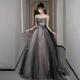 Baolian Black trägerloser französischer Abendkleid Klavierkunst Prüfung Dinner jährlich Sitzung Performance Chorus Pongsai Prinzessin Kleid schwarz m