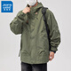 Jeanswest Outdoor Hooded Work Jacket Men's Large Size Casual Wear Men's American Retro Mountaineering Charge Loose Autumn and Winter Jacket Brown 2XL 150-170Jin Jin is equal to 0.5 kg