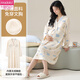 Modal with breast pad confinement clothes for women pajamas maternity clothes long-sleeved nightgown cotton prenatal belly covering home clothes A13062 M [80-100Jin [Jin equals 0.5 kg]]