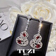 Tanhai flash diamond red color gemstone gourd earrings for women white gold emerald green earrings hollow pattern Fulu necklace national trend red gourd earrings 925 silver