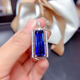 Fujiu sapphire necklace pendant 925 silver platinum plated rectangular plate ring gemstone clavicle chain women's tanzanite sapphire pendant 925 silver sapphire necklace pendant