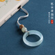 CHUXIANG Tianshan Cui Ring Jade Mobile Phone Lanyard Ring Buckle Hetian Jade Mobile Phone Chain Pendant Anti-Lost U Disk Ornament Agarwood + Hotan Jade Green Floating Flowers Random Darkness A23-204