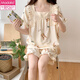 Pijama modal para mujeres en verano dulce algodón de manga corta de algodón corto traje de verano damas delgada internet ropa casera de primavera y estilo otoño 695 2xl [135-160Jin [Jin iguala 0.5 kg]]]