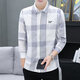 
Shirt 2025 Spring and Autumn Men's Shirt Top Long Sleeve Slim-fit Fashion Handsome Internet Celebrity Fashion Plaid Shirt Storm Online 9922 Khaki L