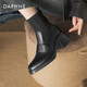 Daphne echte Lederstiefel Kurzstiefel für Frauen im Herbst und Winter Neue dünne Stiefel Chelsea Elastic Socken Stiefel Martin Boots Black Single 35