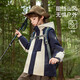 ASK JUNIOR three-proof boys' jacket autumn children's hooded outdoor mountaineering jacket soft shell jacket Navy blue 160
