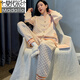 
Modal air cotton mezzanine pajamas for women in spring and autumn and winter pure cotton long sleeve thickened thin cotton home clothing set can be worn outside MFB15271 women M women Suitable for weight 80-100 Jin [Jin equals 0.5 kg]