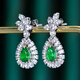 HEEKAIYI Emerald Gemstone Earrings Women's Diamond Earrings Luxury Jewelry Chinese Valentine's Day Birthday Gift for Wife and Girlfriend Selected Emerald Gemstone Earrings 1.4 Carats