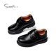 Snuffy boys' leather shoes spring new style children's style soft sole performance black leather shoes college black 27 recommended foot length 16.3cm