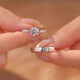 BOEAY One Carat Moissanite Diamond Ring Women's Diamond Ring Sterling Silver Knot Proposal Ring Zhong Jiujiu 520 Valentine's Day Gift Diamond Ring Gift Box Star Women's Ring 1 Carat + Men's Ring/Free Engraving