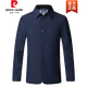Pierre cardin lapel new jacket for men spring and autumn thin business casual middle-aged daddy suit men solid color jacket 1048 dark blue XL