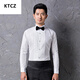 KTCZ男士演出礼服法式衬衫套装舞台大合唱男长袖白色领结衬衣伴郎男 演出专用黑衬衫+领结 43