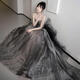 Baolian Black trägerloser französischer Abendkleid Klavierkunst Prüfung Dinner jährlich Sitzung Performance Chorus Pongsai Prinzessin Kleid schwarz m