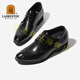 Old man's head (LAORENTOU) leather shoes for men's business formal wear toe-layer cowhide leather slip-resistant small size invisible inner height-enhancing shoes black 36
