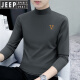 JEEP SPIRIT pure cotton half turtleneck base shirt men's long-sleeved T-shirt solid color middle collar spring and autumn new men's T-shirt outer top 6187 charcoal gray XL [Suggested 130-145 Jin [Jin equals 0.5 kg]]