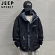 JEEP SPIRIT Jeep Jacket Men's Hooded Autumn and Winter Jacket Men's Casual Men's Trendy Work Clothing Tops Dark Gray XL