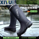 Rain boots men's lightweight waterproof shoes anti-slip rain boots chef shoes rubber shoes 3313 high tube buckle 41