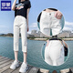 
Romon Cropped Jeans for Women in Summer 2025 New High Waist Slim Small Small Black and Fat mm Slit Large Size Straight Mid-Level Pants 6189 Black Gray XL Recommended 115-130Jin [Jin equals 0.5 kg]