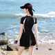 梵迪拉（F.DYRAA）游泳衣女款成人游泳馆显瘦温泉连衣裙式泳装三件套15051黑色 M