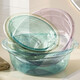 Round thickened washbasin plastic large, medium and small household student dormitory footbath baby small basin food grade glazed blue 1 pack 28cm