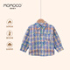 Mami Maca Boys Korean Style Plaid Shirt Children's Clothes Blue 105