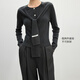 
Fan Silann fake two-piece knitted shawl knitted cardigan for women in spring 2025 new commuter versatile sweater 1342 dark gray M