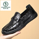 Woodpecker 2025 summer new men's shoes one-foot leather shoes men's soft-soled lazy shoes men's casual shoes internet celebrity beans shoes men 826 black [Holved foot cover] 38