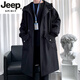 JEEP SPIRIT high-end men's windbreaker jacket men's medium-length coat 2025 new spring and autumn long large size men's tops black 2025 new style Strictly control the process No M 100-120Jin Jin equals 0.5 kg