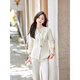 Zi Mei Qiao new spring clothing women's long-sleeved suit suit jacket wide-leg pants cosmetics beauty long-sleeved professional work clothes white single-piece suit XL (recommended 110-120 Jin Jin equals 0.5 kg)
