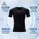 Short-sleeved compressed clothes for men's quick-drying high-elastic fitness clothes for summer training sports running T-shirt short-sleeved base tights Z123210348/pure black [reflective logo] XL (180)