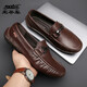 Classic Car (WECKER) Hong Kong high-end men's genuine leather beanie shoes for spring new casual lazy shoes with one foot drive shoes British leather shoes black 9905 holes counter 38