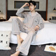 Pyjamas modal printanier et automne pour hommes purs en coton pure de grande taille à manches longues décontractées, le style d'été et d'hiver peut être porté à l'extérieur pour les vêtements à domicile omm12014 xl (recommandé 130-150jin [Jin est égal à 0,5 kg]))