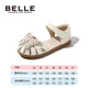 Belle Children's Shoes Summer Children's Sandals Girls Baotou Soft Soled Toddler Shoes Fashion Princess Shoes Baby Beige 29
