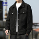 ROMON Jacket Men's Fashion Lapel Business Casual Jacket Top Men's Versatile Baseball Uniform Men's 1703 Black XL