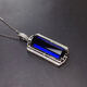 Fujiu sapphire necklace pendant 925 silver platinum plated rectangular plate ring gemstone clavicle chain women's tanzanite sapphire pendant 925 silver sapphire necklace pendant