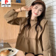 
Pierre cardin French puff sleeve doll shirt for women in autumn design niche Korean sweet gentle chic long-sleeved shirt top 1047 [long sleeve] brown M 90-110Jin [Jin equals 0.5 kg]