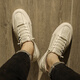 Changxiang Huili men's shoes 2025 summer new soft-soled flat shoes versatile sports men's casual leather shoes one foot to wear trendy shoes for men beige [size is small, it is recommended to take a larger size] 42