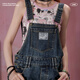 Unifree American Retro Trendy Cool Ripped Loch Wäsche alte, geradlinige Denim Overalls s s