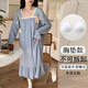 
Catman Spring and Autumn Day 2025 new long-sleeved nightgown for pregnant women pajamas with chest pads integrated large size can be worn outside home clothes 16857 without chest pads (recommended weight 80-100 Jin [Jin equals 0.5 kg]) M